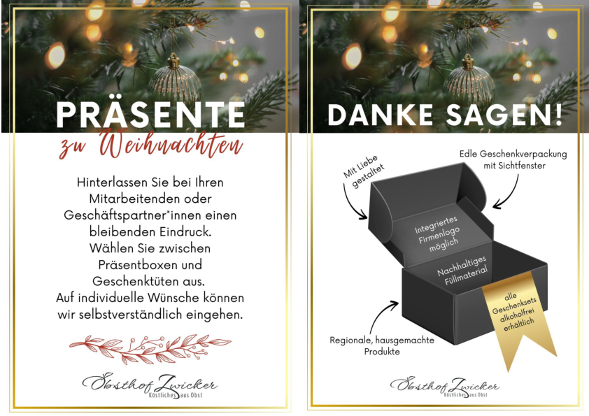 Weihnachtspräsente vom Obsthof Zwicker